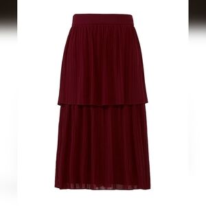 Beautiful Burgundy Midi Pleated Skirt